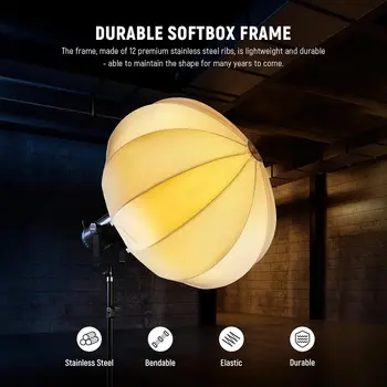 NEEWER 20"/50cm Lantern Softbox, Quick Release 360 Light Diffuser Bowens Mount Softbox with Lightweight Nylon Alloy for RGB detail image