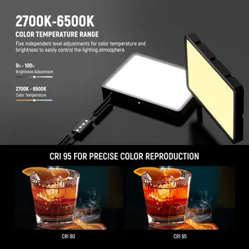 NEEWER 2 Pack LED Video Light Panel Lighting Kit with 2 59''/150cm Stands & 2 Phone Holders, 850lx/0.5m Bi Color 2700-6500K detail image