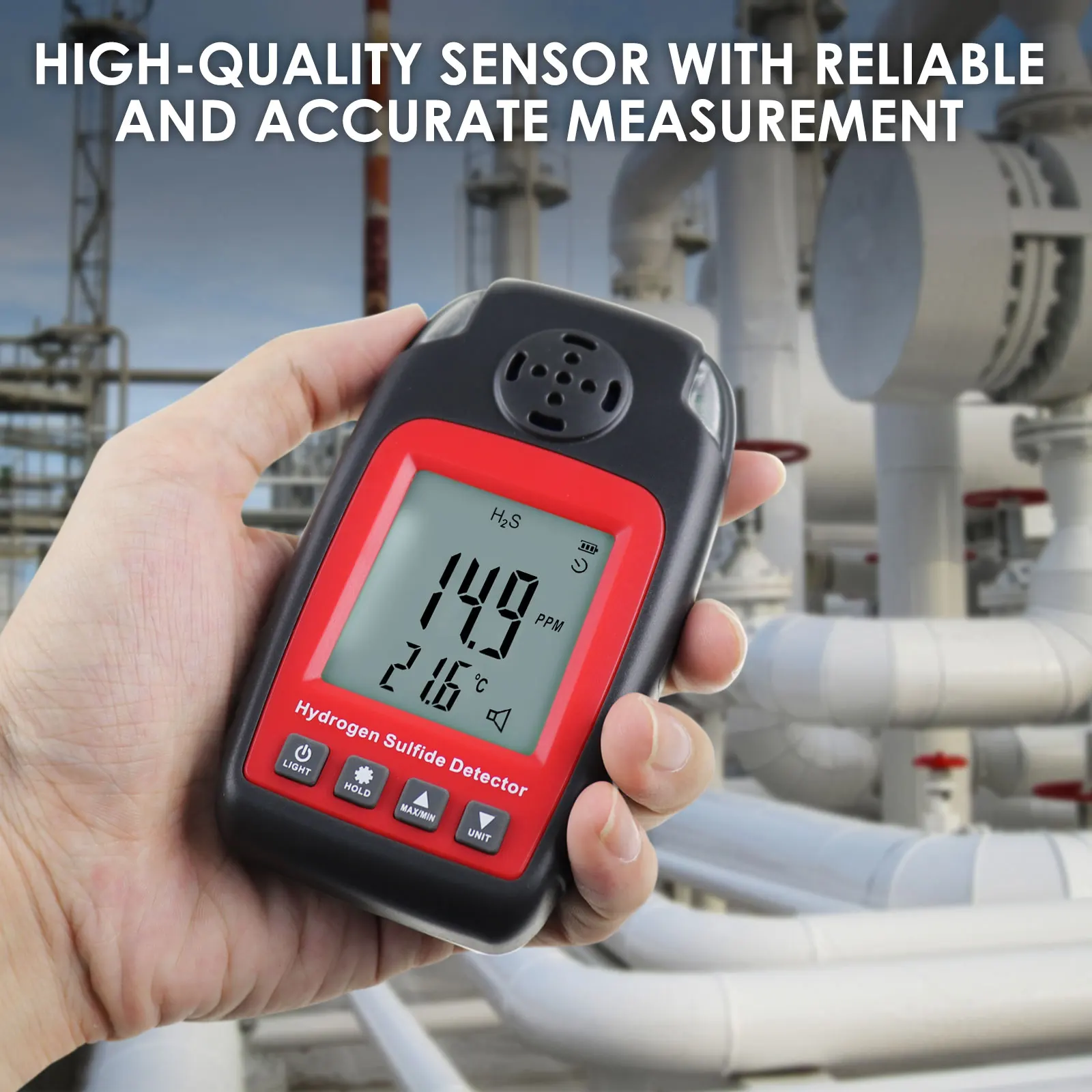 Aqm338 Portable Tester Hydrogen Sulfide Detector H2s Monitor 0100ppm Electrochemical H2s