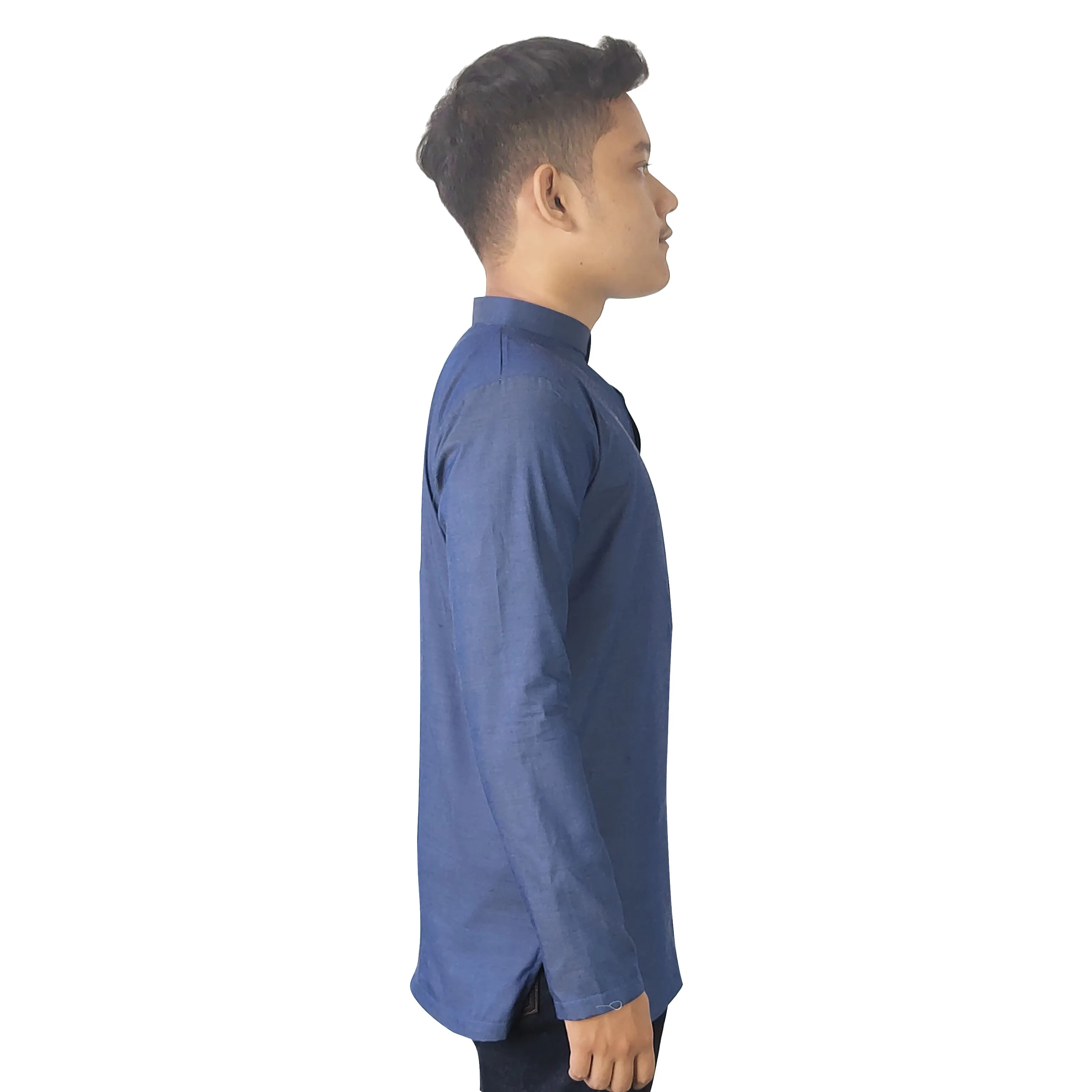 Mens Kurta Full Sleeves Kurta Stand Collar Kurta Plain Blue Buy