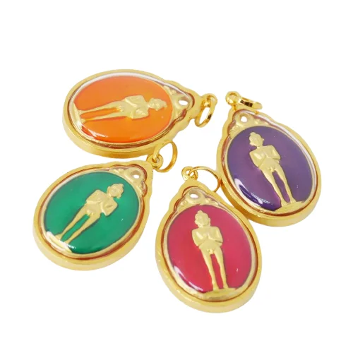 Popular Thai Design Product Ta Khai pendant, enameled, framed in pure gold frame, 75% authentic for Unisex Accessories 222073