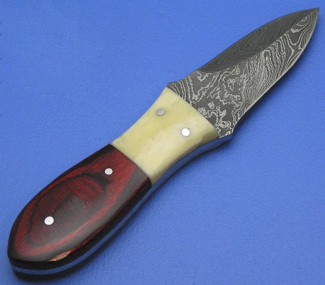 Нож для морепродуктов из дамасской стали, с деревянной ручкой