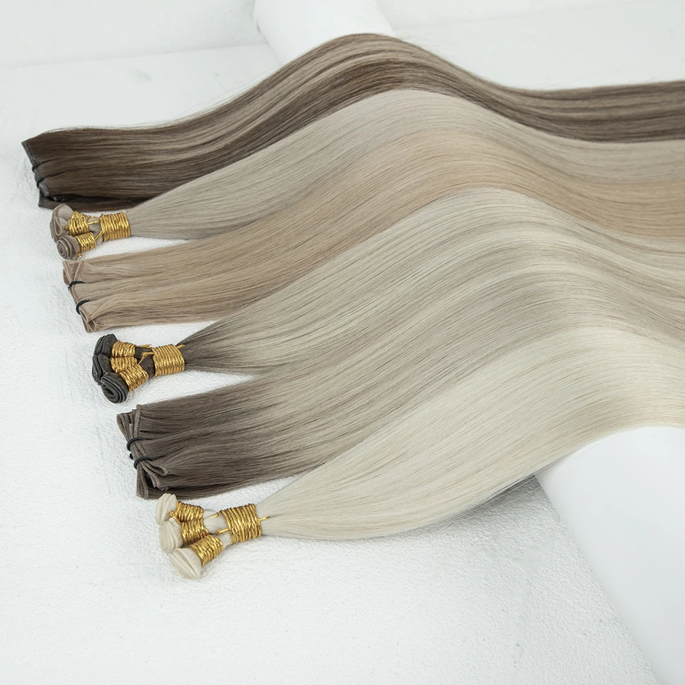 European Virgin Hair Thinnest Invisible Weft No Return Hair Double Drawn Genius Weft Hair Extensions