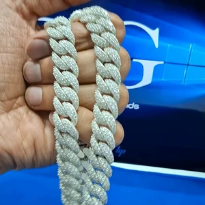Hip Hop 18mm Miami Cuban Link Chain Iced Micro Pave Diamond Box Lock Sterling Silver Jewelry Lab Grown Diamond Main Stone Party