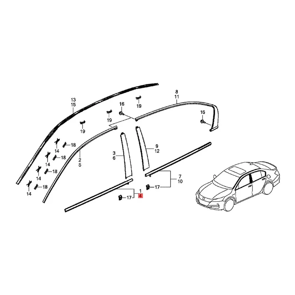 Hya Car Window Molding Trim Seal Belt Fit For Accord 20132017 Replaces