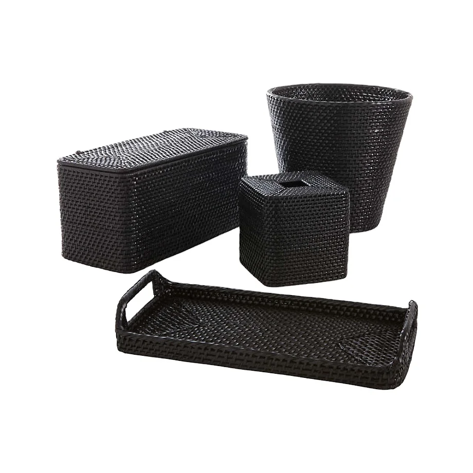 Высококачественный оптовая продажа глобальный набор аксессуаров для ванны из ротанга дома отеля курорта ручной работы во