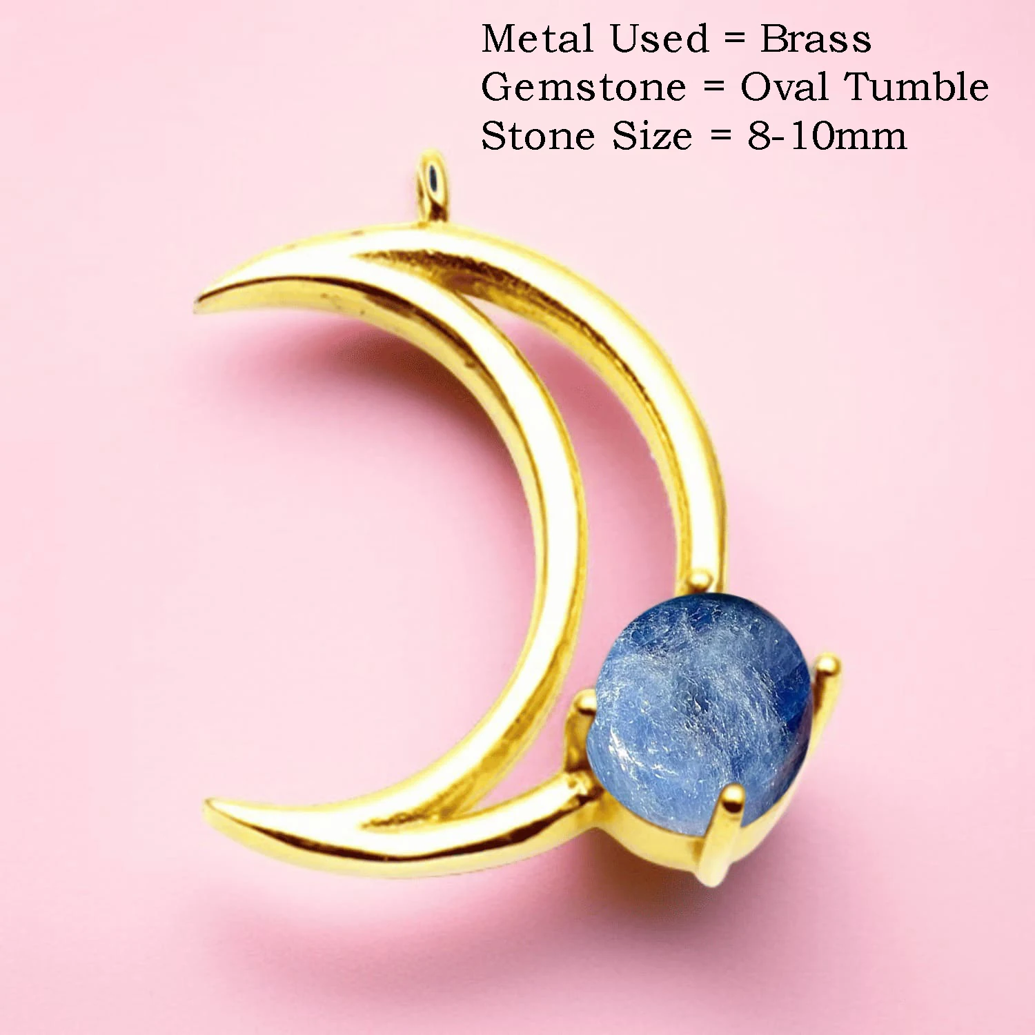 三日月形18k金メッキクリスタルクォーツタンブルジェムストーン