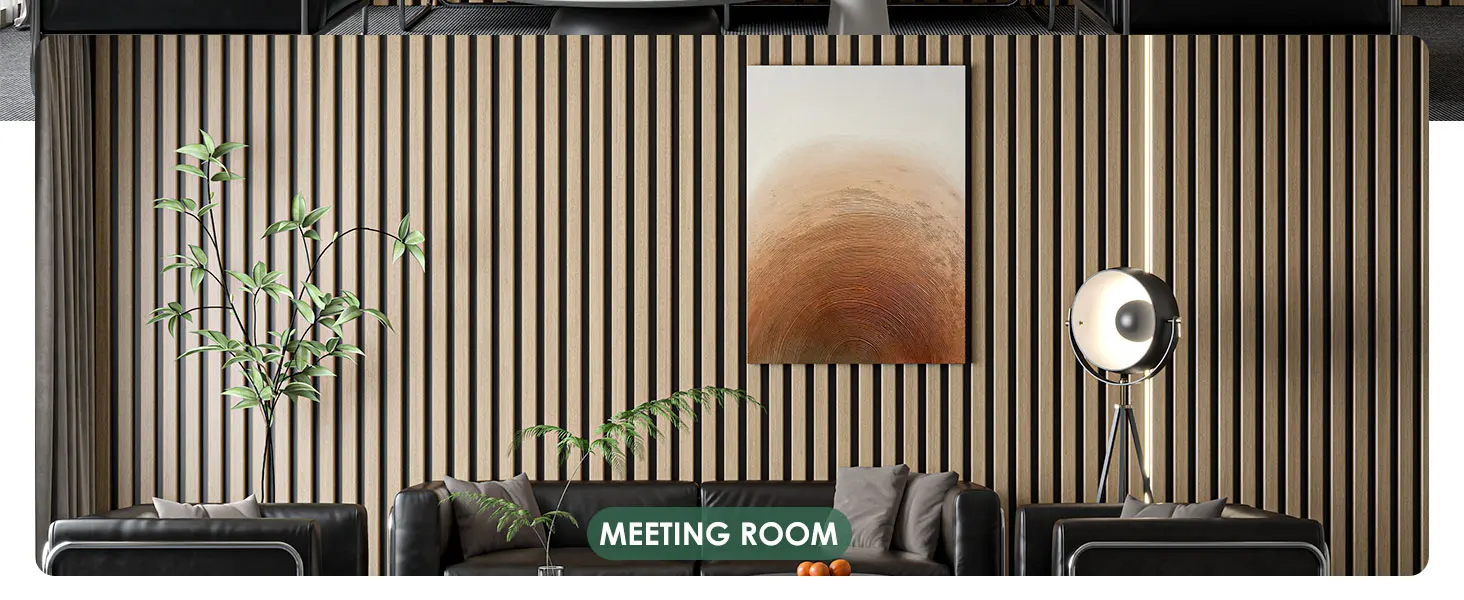 Modern Design Light Brown Wood Slat Acoustic Wall Panels for Living Room Hotel Apartment Hospital School factory