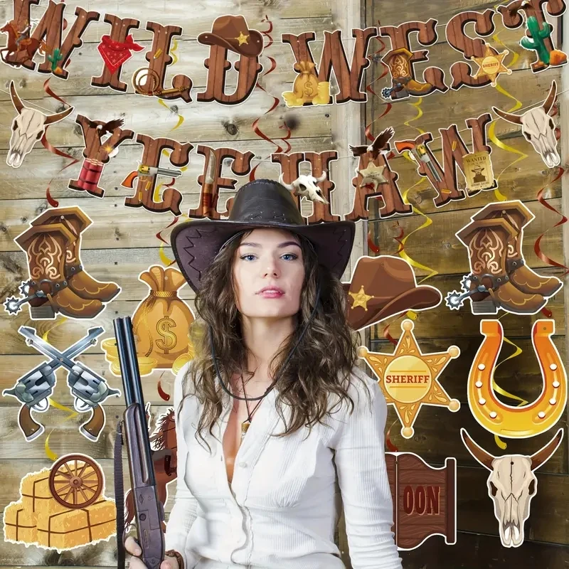 Wild West Banner 'Way Out West' – 20 Cm, Perfekt Für Cowboy-Party-Dekoration