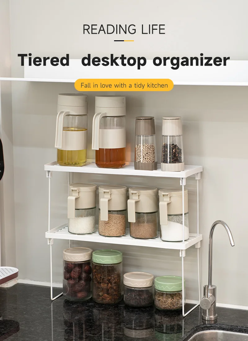  1042 factory oem odm 3 sizes high quality portable household kitchen or desktop countertop stackable foldable storage rack-1