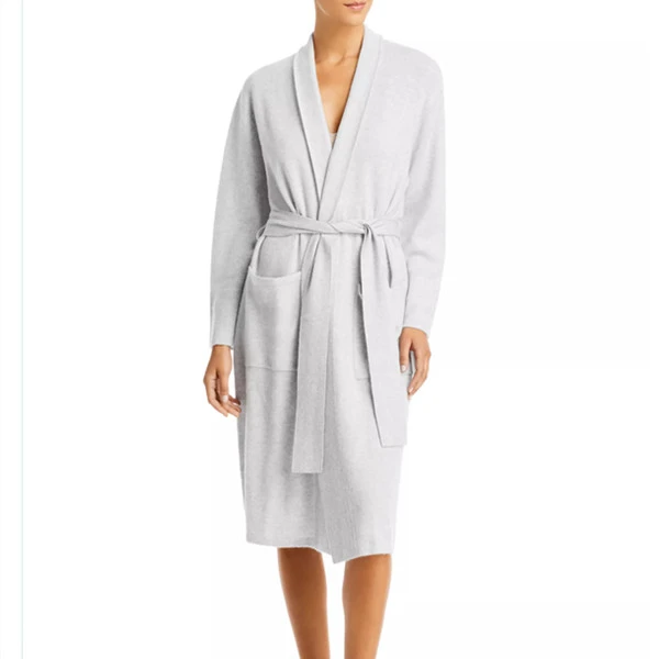 Wholesale Men's Women's Breathable Waffle Bathrobes Romantic Soft Sleepwear for Autumn Winter Plain Front Woolen V-neck Hotel
