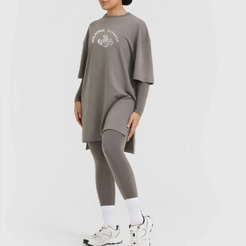 Aola Custom High Quality Islamic Modest Sportswear Active Wear Muslim Loose Top Workout Running Gym T Shirt for Women