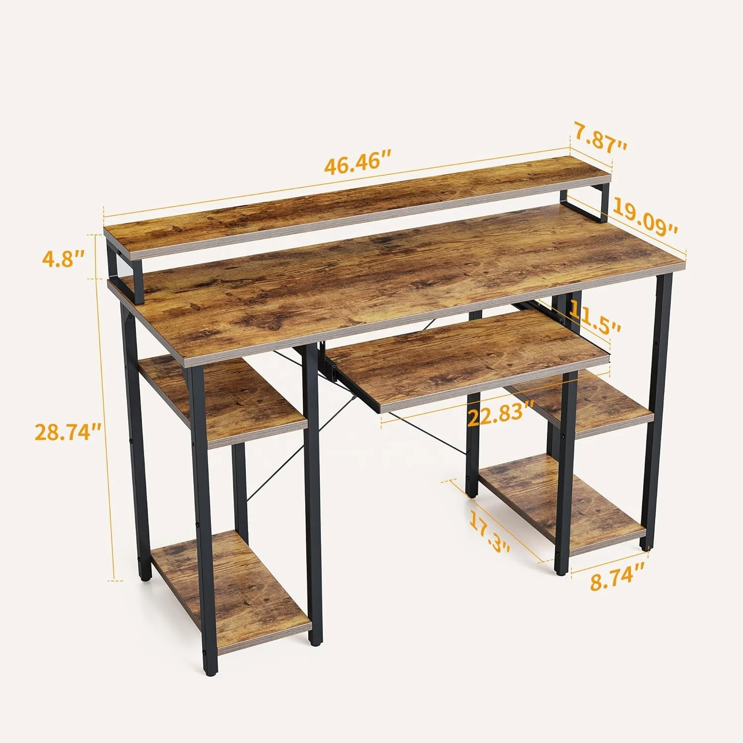 Computer Desk with Keyboard Tray and Storage Shelves  Music Studio Desk Workstation for Home Office