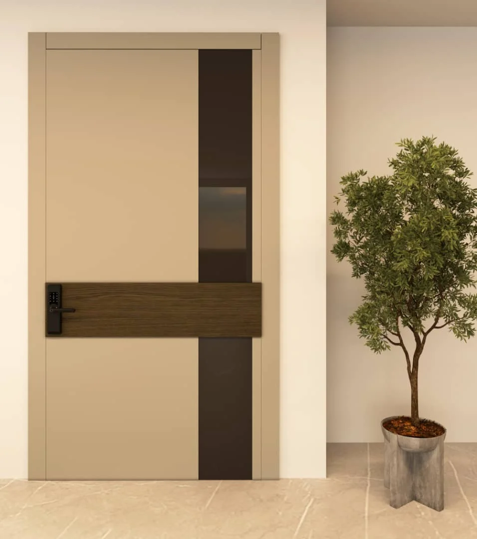 Modern UPVC Front Door with Polyurethane Finish and Glass Inlay