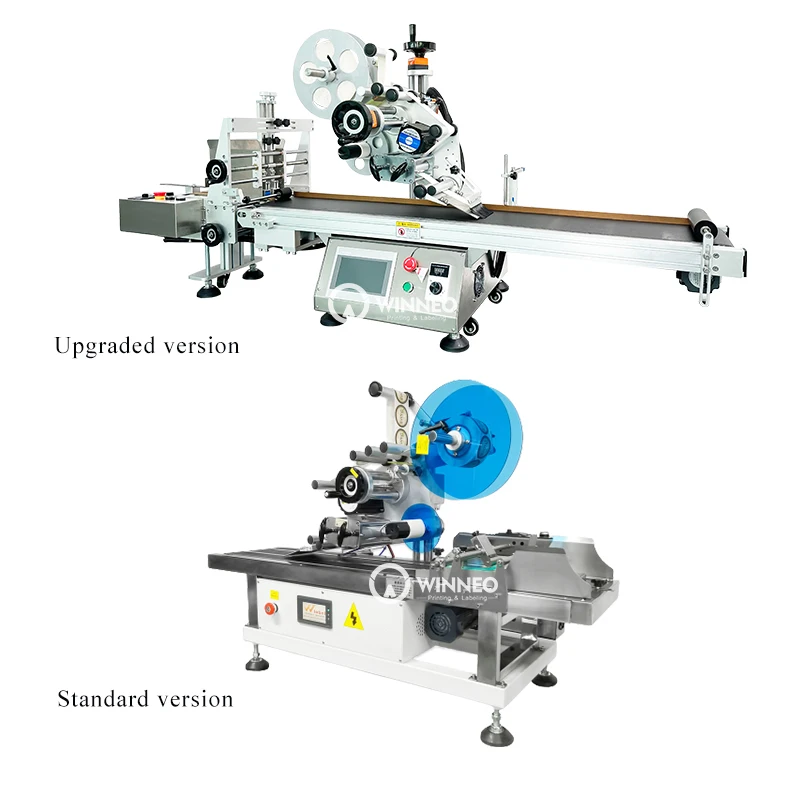 High-Speed 100-200 Card Tag Pouch Mylar Bag Doypack Desktop Label Applicator Auto Feeder Custom Flat Metal Glass Labeler Machine