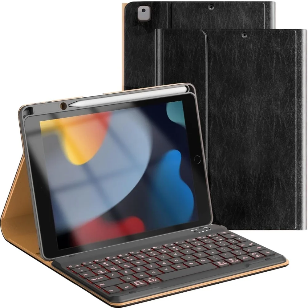 Leather Keyboard Case For 10.2-Inch For Ipad Pro 10.5-Inch Air 3rd Pencil Holder 7 Color Backlight Bt Keyboard Laudtec