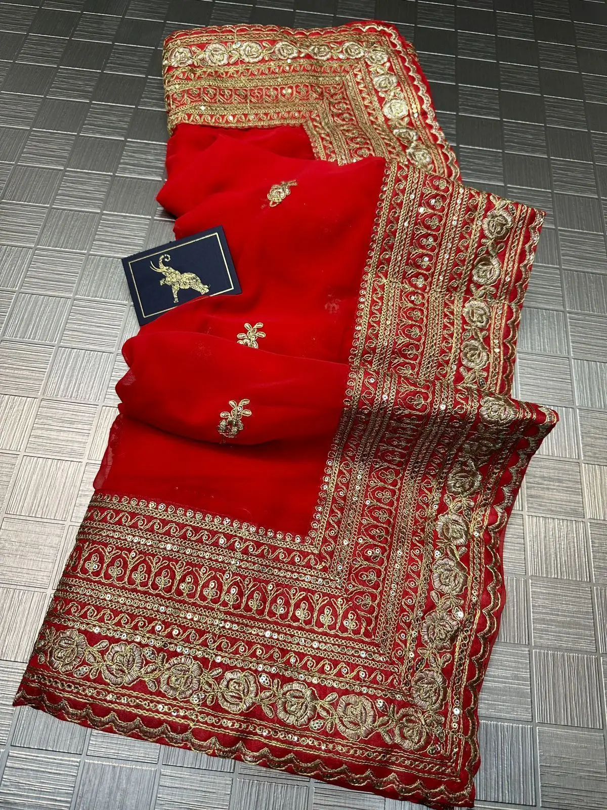 Embroidered Silk Saree Indian Traditional Party Wedding Wear