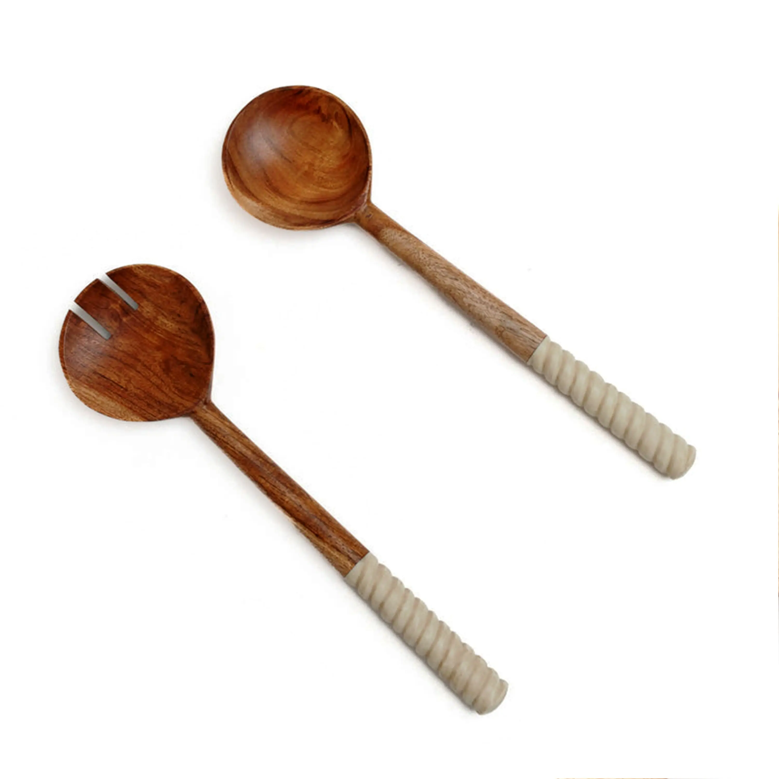 Бело-коричневый набор ложек ручной работы вилки Посуда Кухонная ложка подарок теперь Дизайн манго деревянные салаты официанты