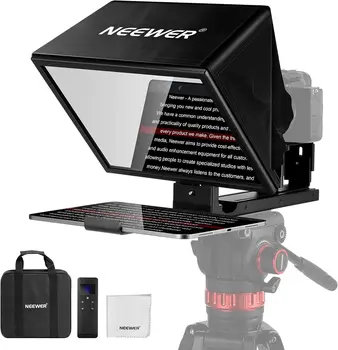NEEWER Basics X12B Aluminum Alloy Liftable Teleprompter 12" for iPad Tablet Phone DSLR Camera, No Assembly, Remote & App