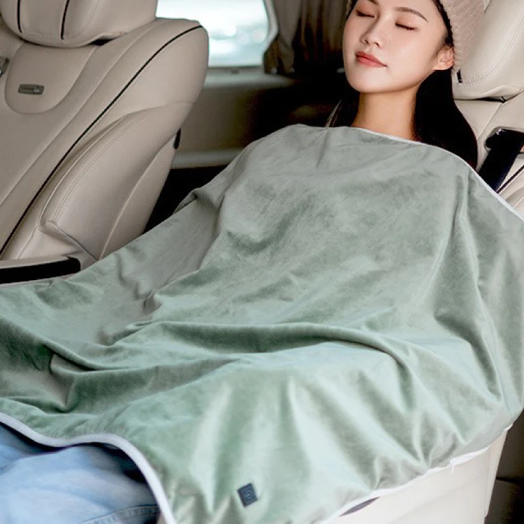 Custom Cozy Flannel 12v Electric Heated Car Blanket Travel Throw With