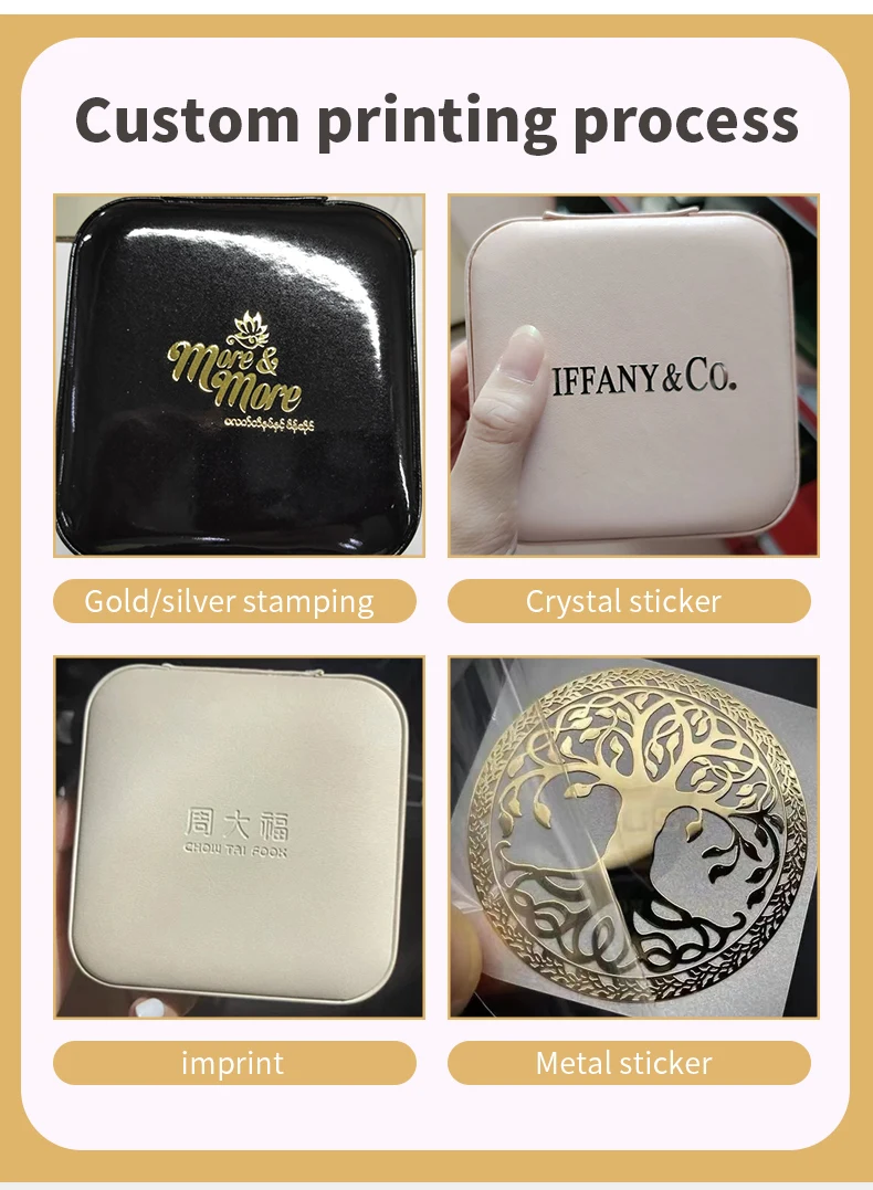 Pu Leather Jewel Case Travel Square Jewelry Storage Boxes Organizer