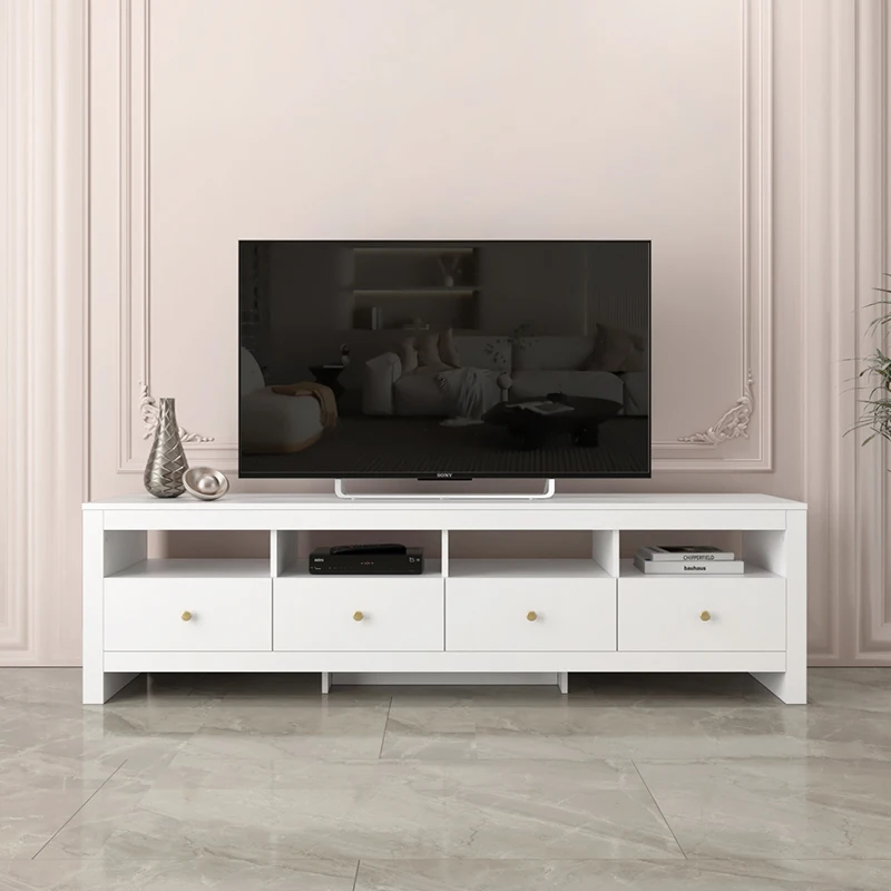Popular Choice Classy Modern Design Living Room 6FT TV Stand Cabinet Metal with Gold Knobs