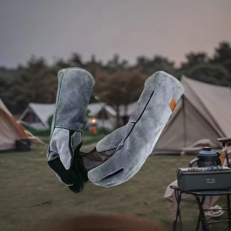 Промышленная безопасность алюминиевые кожаные противопожарные перчатки из коровьей кожи термостойкие длинные сварочные для повседневного/повседневного использования