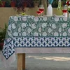 Green White Printed Tablecloth