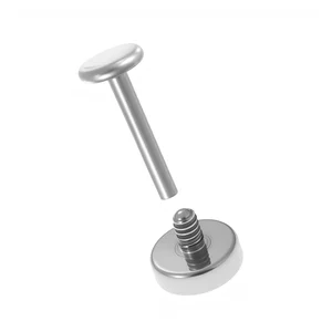 Titanium Flat Round Piercing End in Steel Color Durable Threaded Replacement Head for Body Jewelry Multiple Size Options