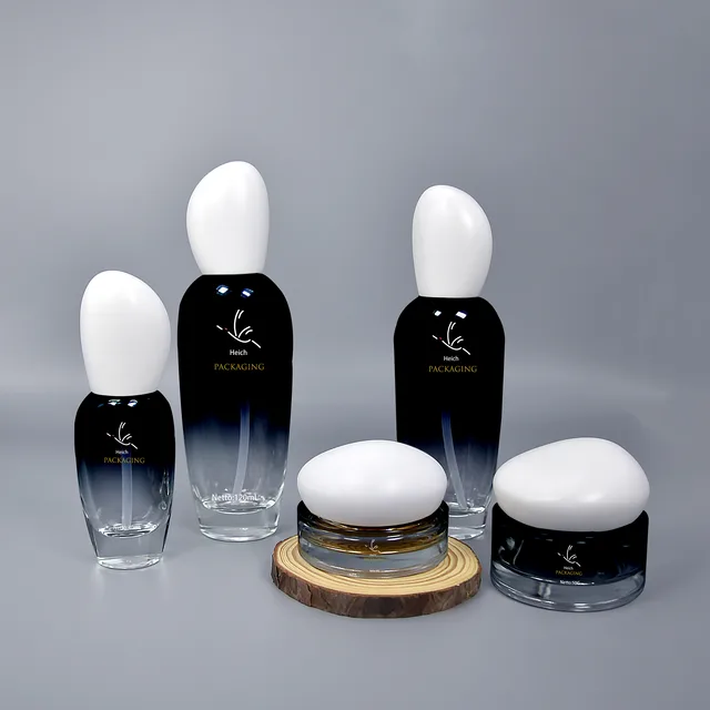 Custom Wholesale Cosmetic Skincare Bottles Packaging Luxury Toner Lotion Pump Bottles Cream Jars And Oil Glass