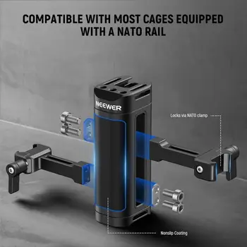 NEEWER Lightweight NATO Side Handle Handgrip Aluminum With Universal NATO Clamp up & Down Adjustable, 1/4" Threads, Cold Shoe detail image