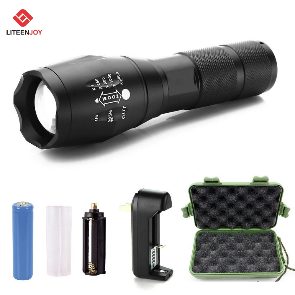 Brightest XML T6 Tactical Flashlight LED Zoom Torch Light 18650 Rechargeable Handheld Light for Self Defensive
