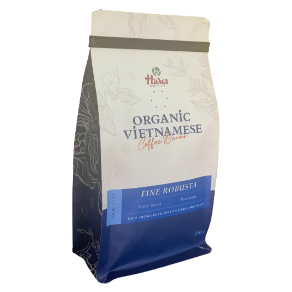 Good Price Roasted Coffee Beans Viet Nam Hiva's Coffee 100% Pure Robusta 0.25kg Medium Roasted Chocolate Accept OEM FRESH COFFEE