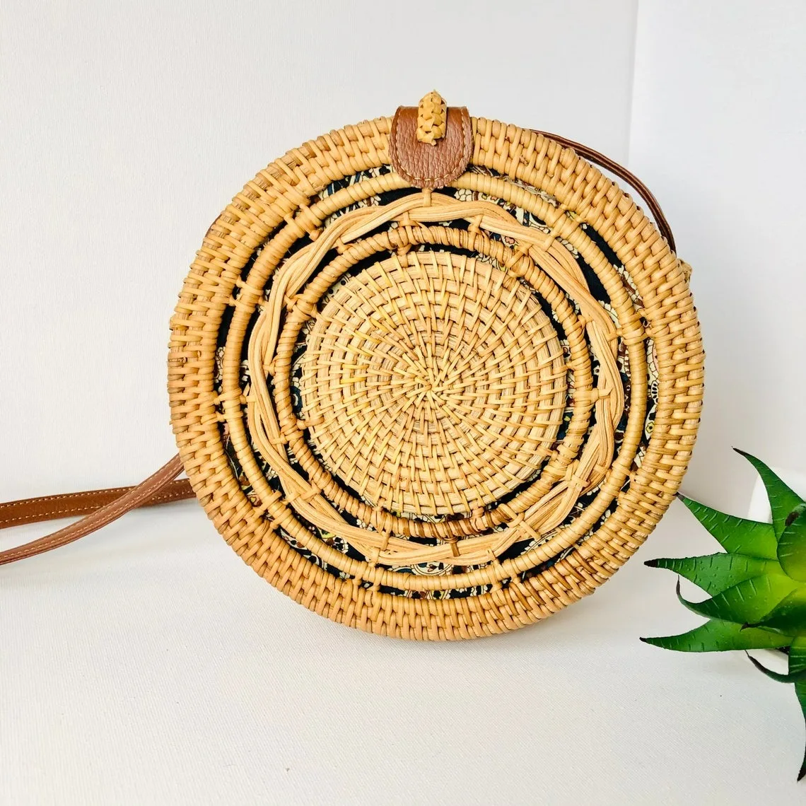 Woven Bamboo and Leather Sling Bag - Everyday Weave | NOVICA