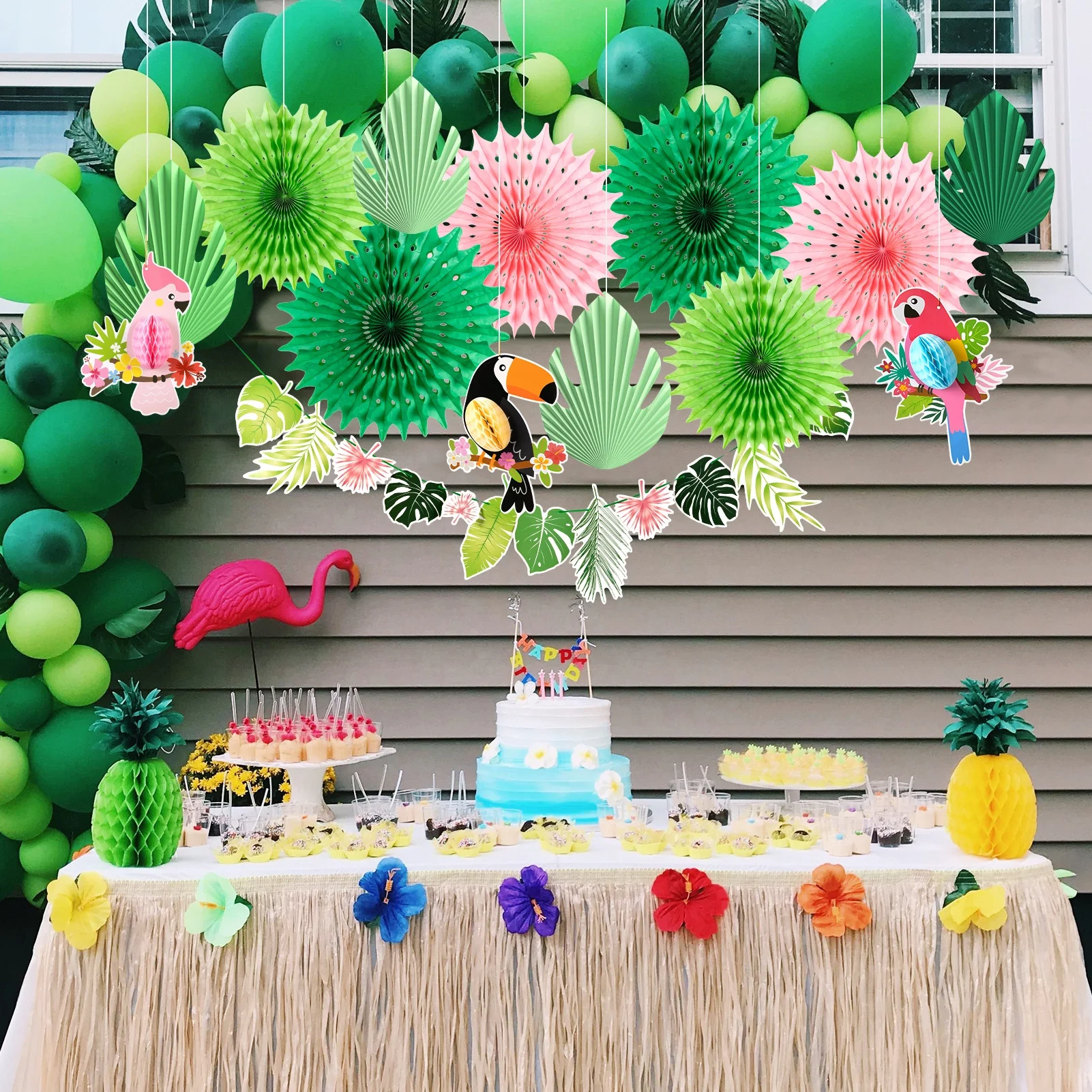 Honingraat papegaai | Papieren decoratie voor feestjes