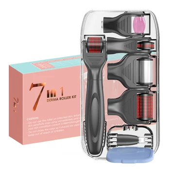 540 Pure manual  7 in 1 derma roller for hair regrowth real needles beard derma roller set