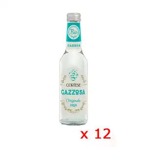 Cortese Italian Organic Gazzosa Premium Quality Carbonated Drink 275ml Glass Bottle 12 Bottles Pack for Home Use