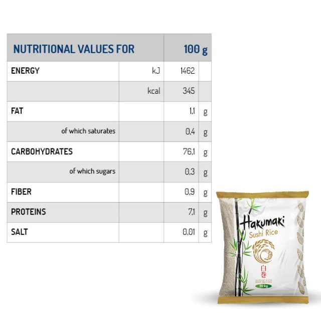 Hakumaki Sushi Rice 20 kg - Premium Japanese-Style Rice for Perfect Sushi Authentic Quality