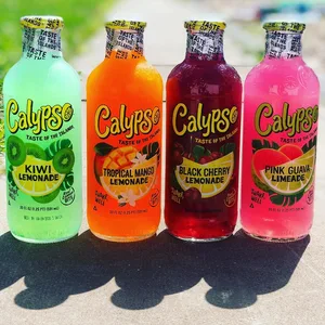 Calypso Cookhouse Sugar-Free Burgers Diamond Creek Ocean Blue Lemonade Fruity Ramune Flavor Carbonated Soft Drink in a Bottle