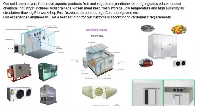 Large cold storage rooms for meat/fish/vegetable processing plants and slaughterhouses