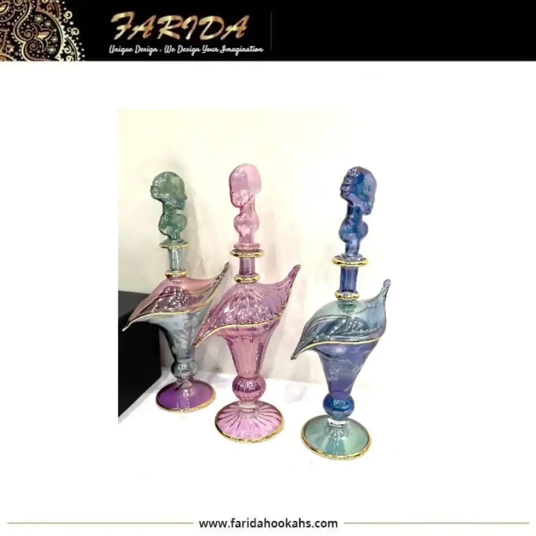 Unique Hand Blown Glass and Crystals Forming Unique Egyptian Designer Luster Soft Colors Glass Perfume Bottles Manufacturer