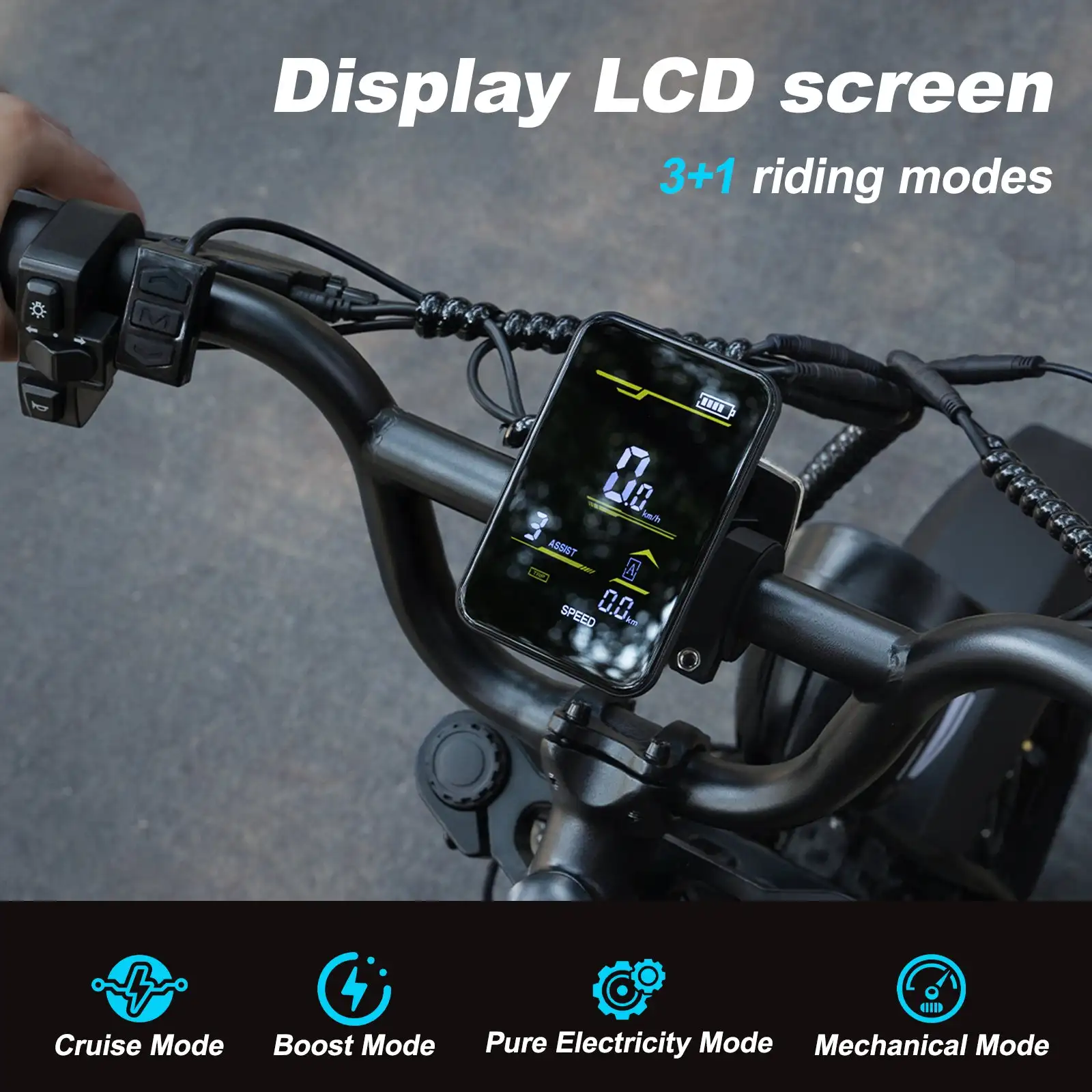 AVDL BIKE A13 Adult Electric Mountain Bike with Removable 800W for Motor 16-inch Thick Tire Wide Seat Front Fork