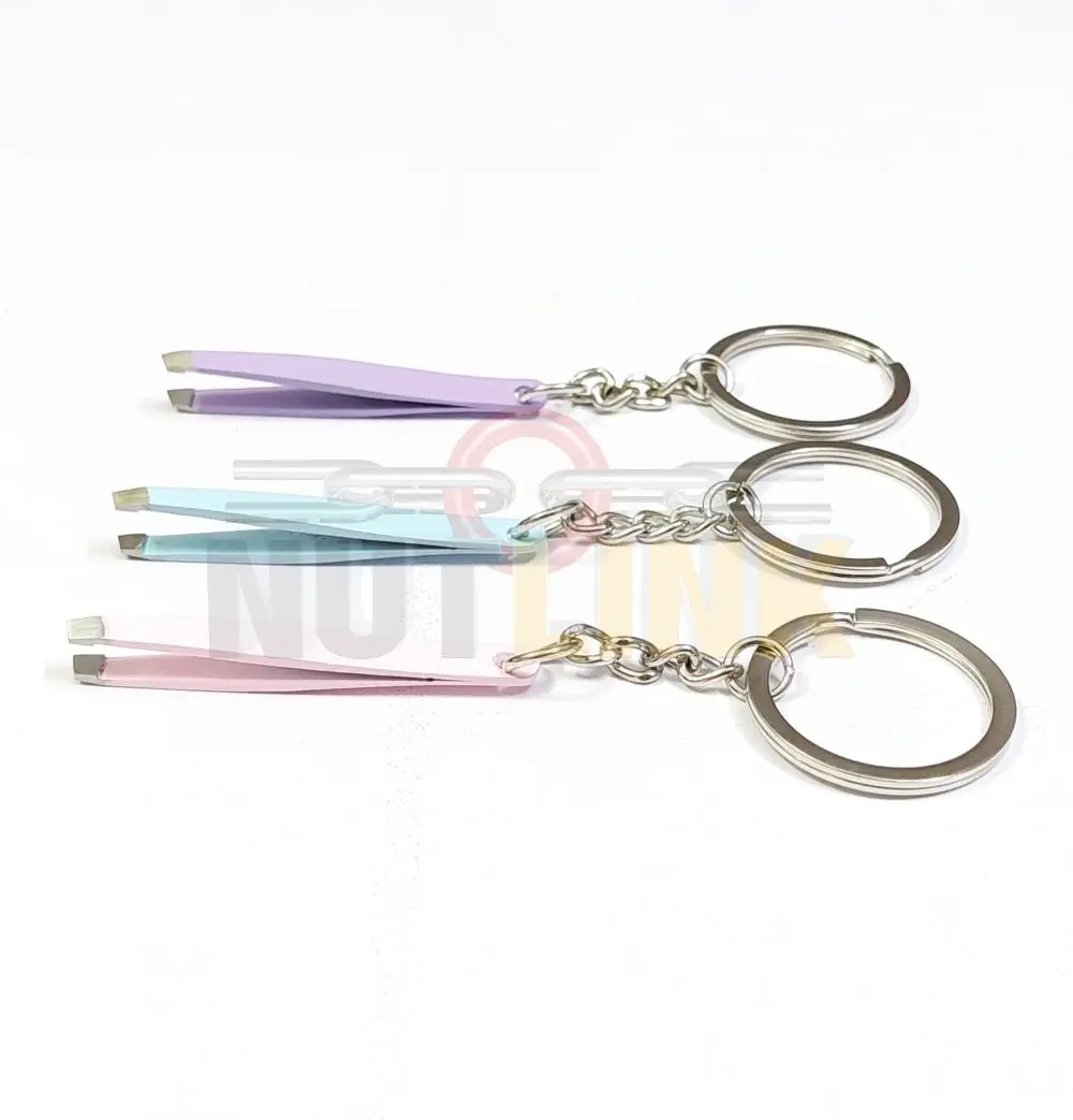 Miniature Tweezers Keychain Functional Pink Professional Eye Tweezers
