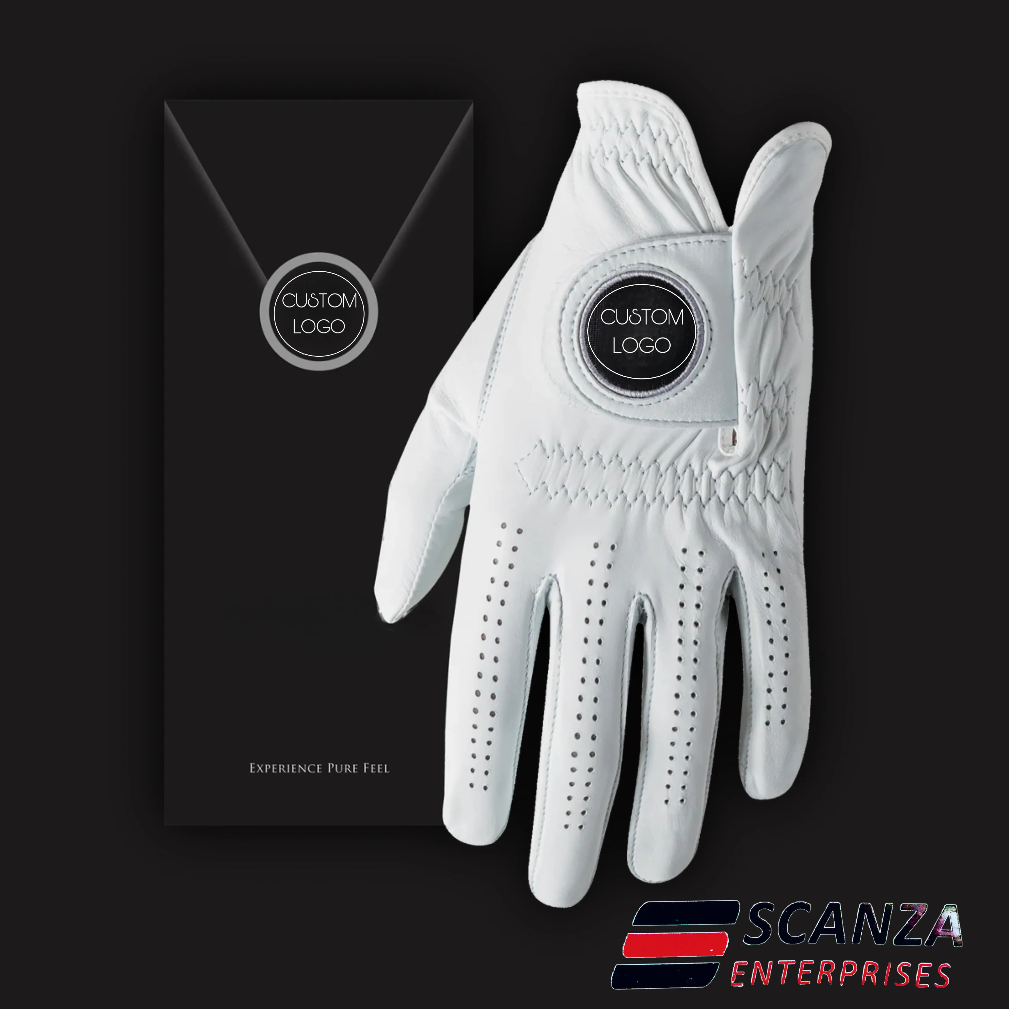 Golf Gloves Cabretta Leather Custom Logo Anti Slip Premium Quality Golf Gloves White Oem