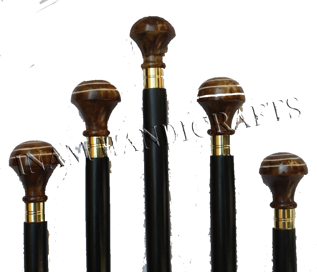 Handmade Wooden Walking Stick With Black Finish Resin Knobe Handle / Wooden Walking Canes With