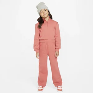 Sportswear Custom Logo Embroidery Pullover Jogger Half Zipper Sweatsuit Kids Clothing Set