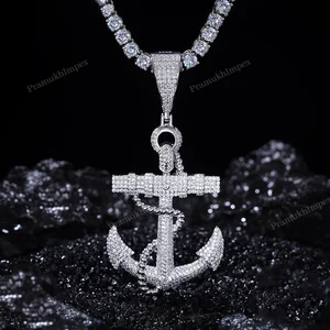 Customized Ice Anchor VVS Moissanite Lab Created Hip Hop Sterling Silver Gold Plated Party Pendant Necklace for Unisex Price