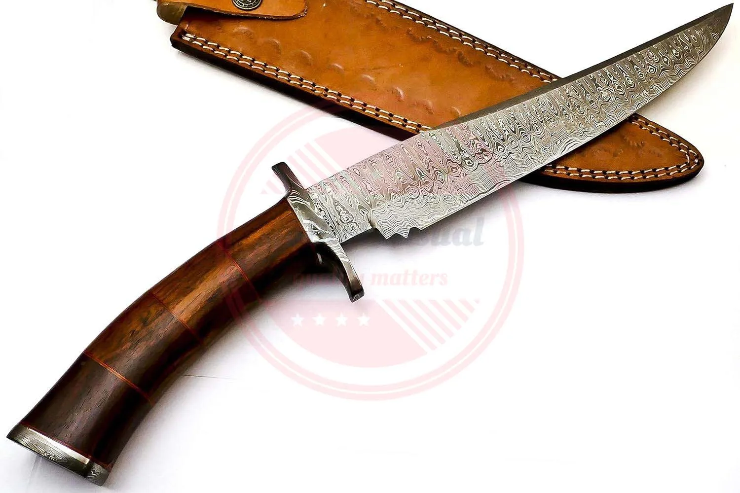 Coltello da caccia in acciaio Damasco Premium | Elite Damascus Bowie | Lama in Damasco originale | Coltello in Damasco | DHK98 - Italia