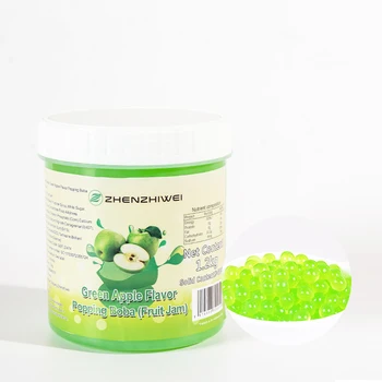 Wholesale 1.2 Kg Green Apple Bursting Boba Juice Balls With Assorted Fruit Flavors For Bubble Tea Fun Toppings Desserts Halal