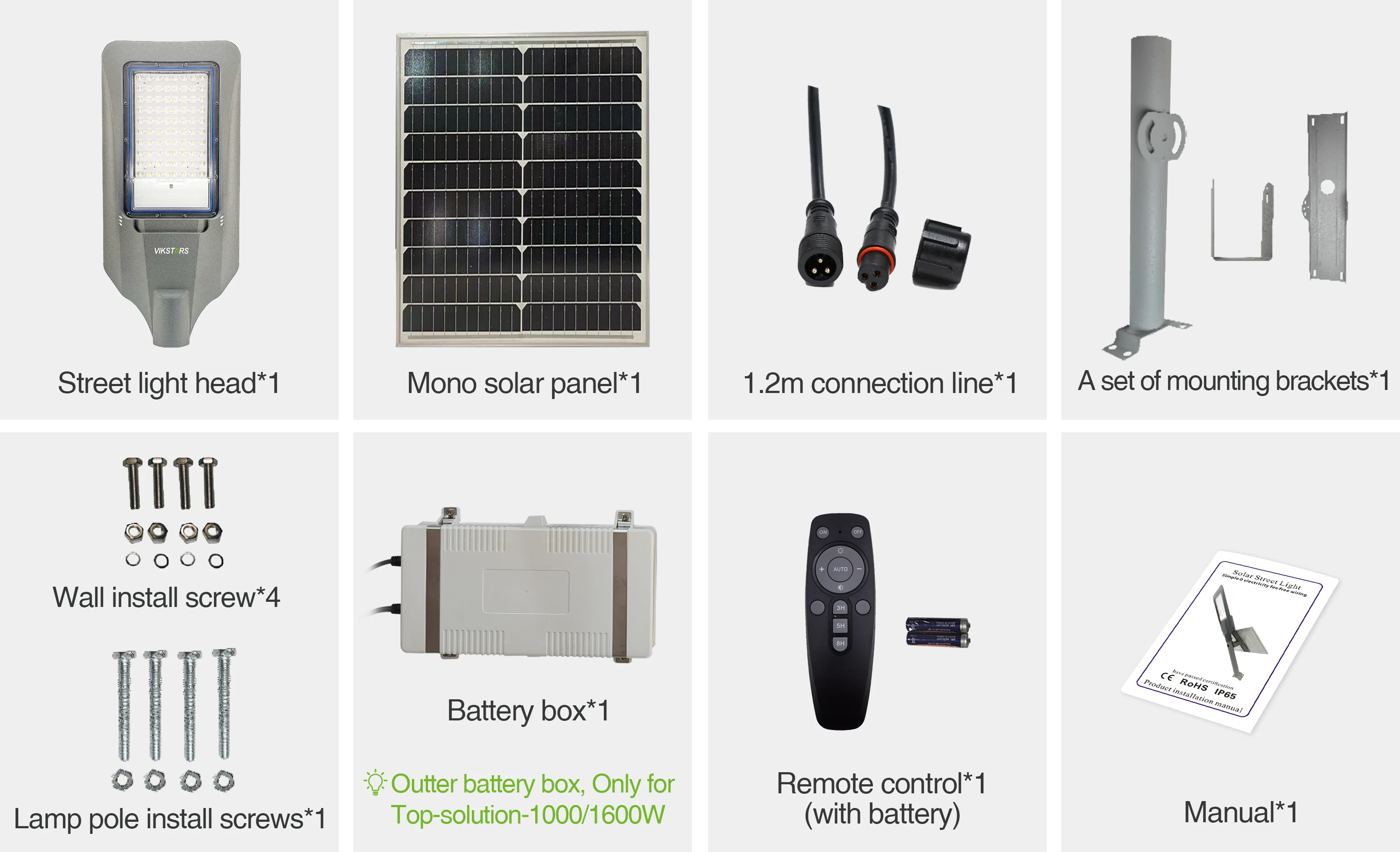 300w 500w 600w 1000w 1600w Solar Street Light High Lumen 170lm/W For Road / Street Led Solar Lights